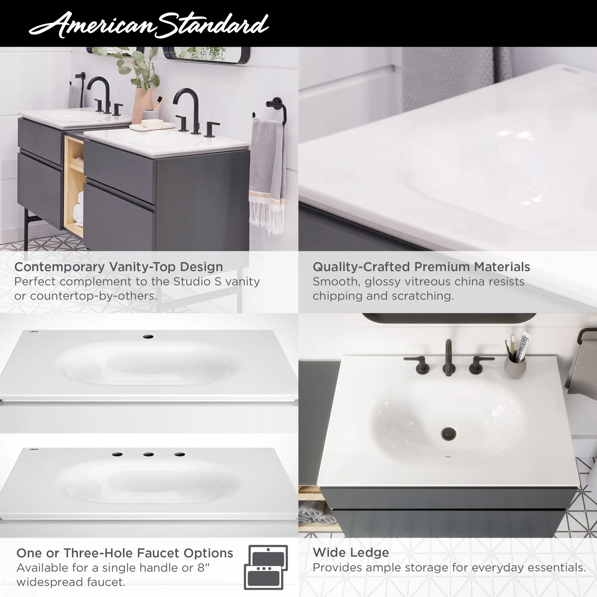 Studio® S 33-Inch Vitreous China Vanity Sink Top 8-Inch Centers - Image 18