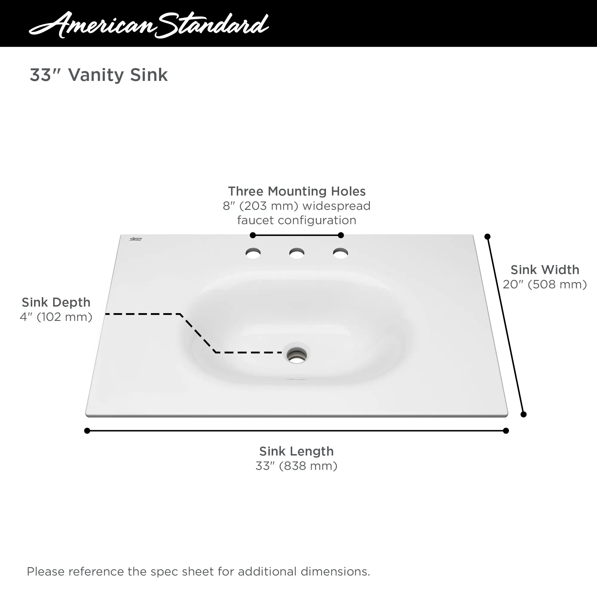 Studio® S 33-Inch Vitreous China Vanity Sink Top 8-Inch Centers - Image 31