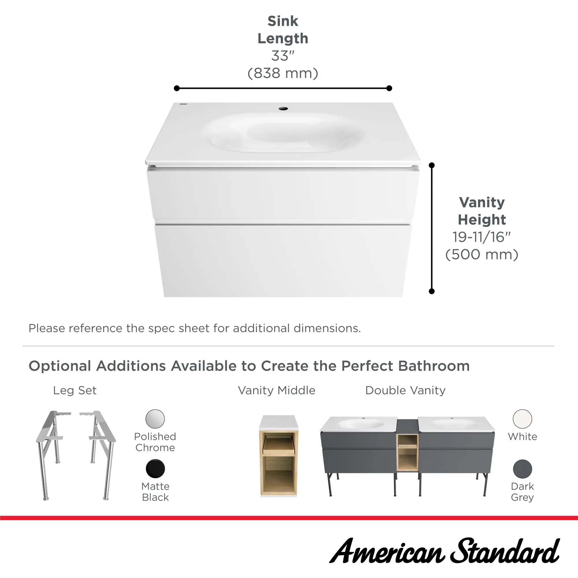 Studio® S 33-Inch Vitreous China Vanity Sink Top Center Hole Only - Image 10