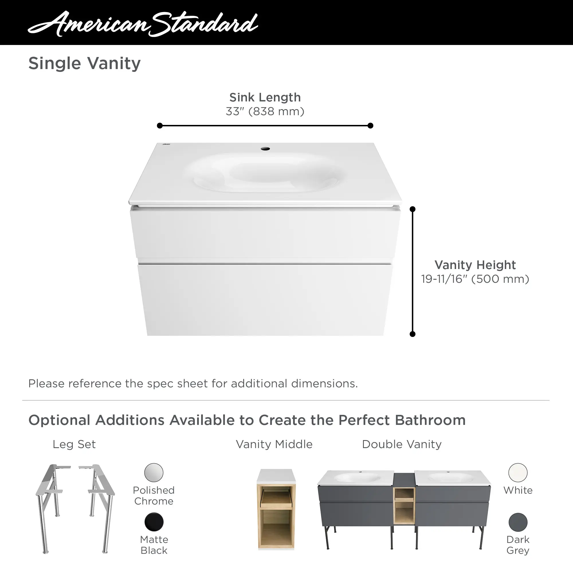 Studio® S 33-Inch Vitreous China Vanity Sink Top Center Hole Only - Image 18
